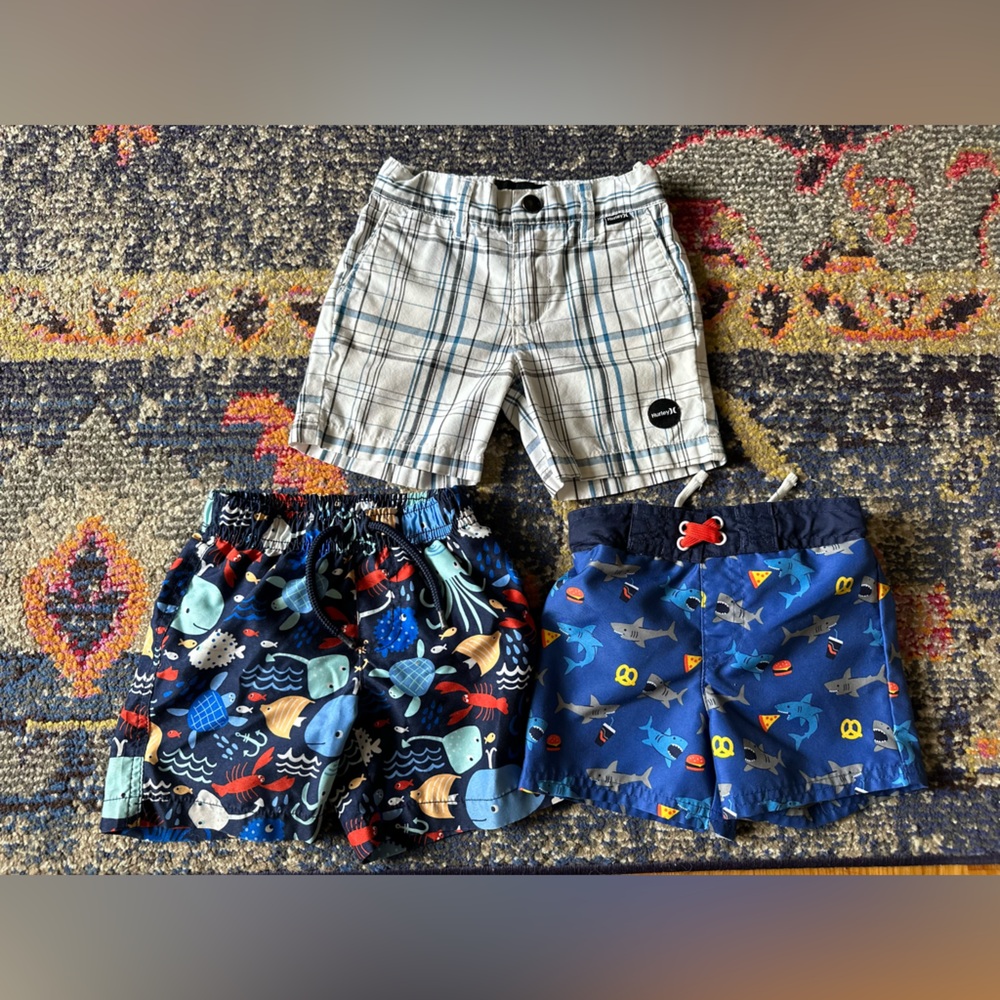 Lot swim trunks shorts sharks ocean Hurley Cat & Jack Gymboree 12m